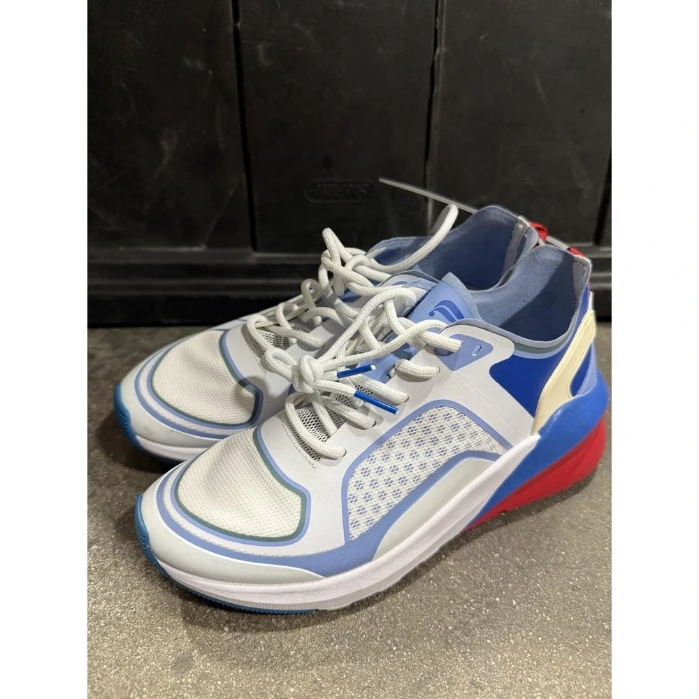 Fabletics Westlake Running Shoes Lace Up Athletic Sneakers Red White Blue Sz 6.5